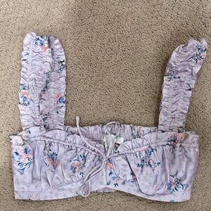 Revolve Floral Ruffled Crop Top